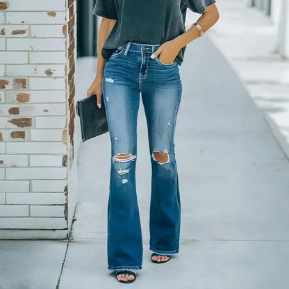 Women’s High-Waisted Distressed Flare Jeans