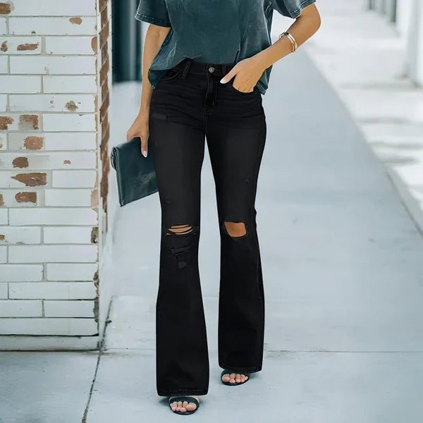 Women’s High-Waisted Distressed Flare Jeans