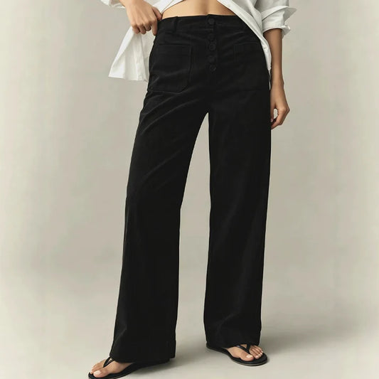 Women's High-Rise Textured Wide-Leg Pants