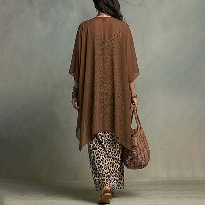 Women's Printed Dress & Open-Front Cover-Up Set