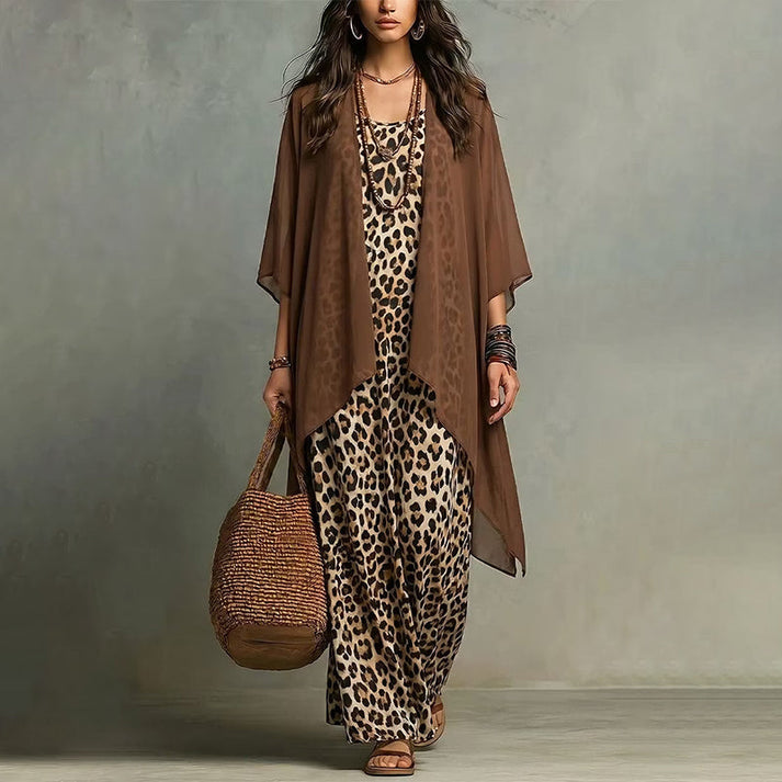 Women's Printed Dress & Open-Front Cover-Up Set