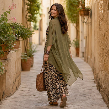 Women's Printed Dress & Open-Front Cover-Up Set