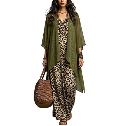 Women's Printed Dress & Open-Front Cover-Up Set