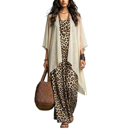 Women's Printed Dress & Open-Front Cover-Up Set