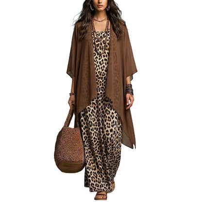 Women's Printed Dress & Open-Front Cover-Up Set