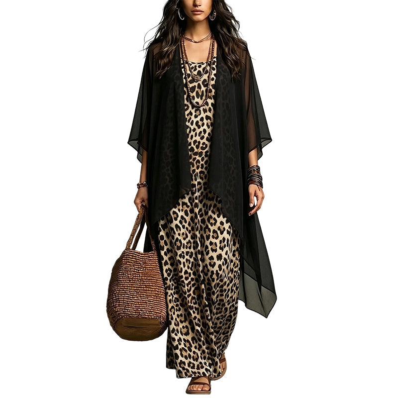 Women's Printed Dress & Open-Front Cover-Up Set