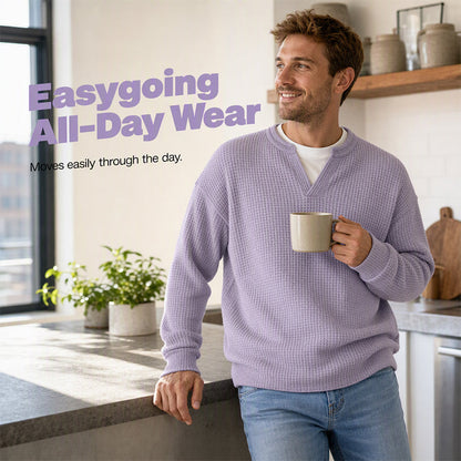Men’s Waffle-Knit V-Notch Pullover