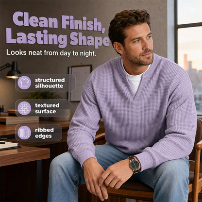 Men’s Waffle-Knit V-Notch Pullover