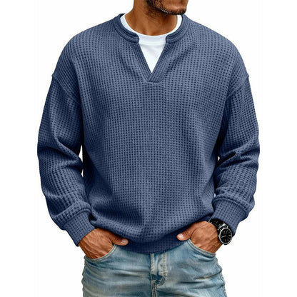 Men’s Waffle-Knit V-Notch Pullover