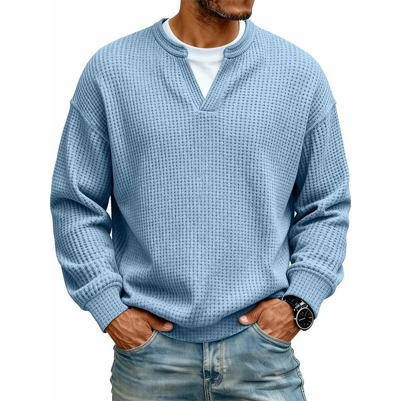 Men’s Waffle-Knit V-Notch Pullover