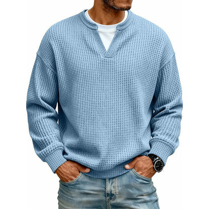 Men’s Waffle-Knit V-Notch Pullover