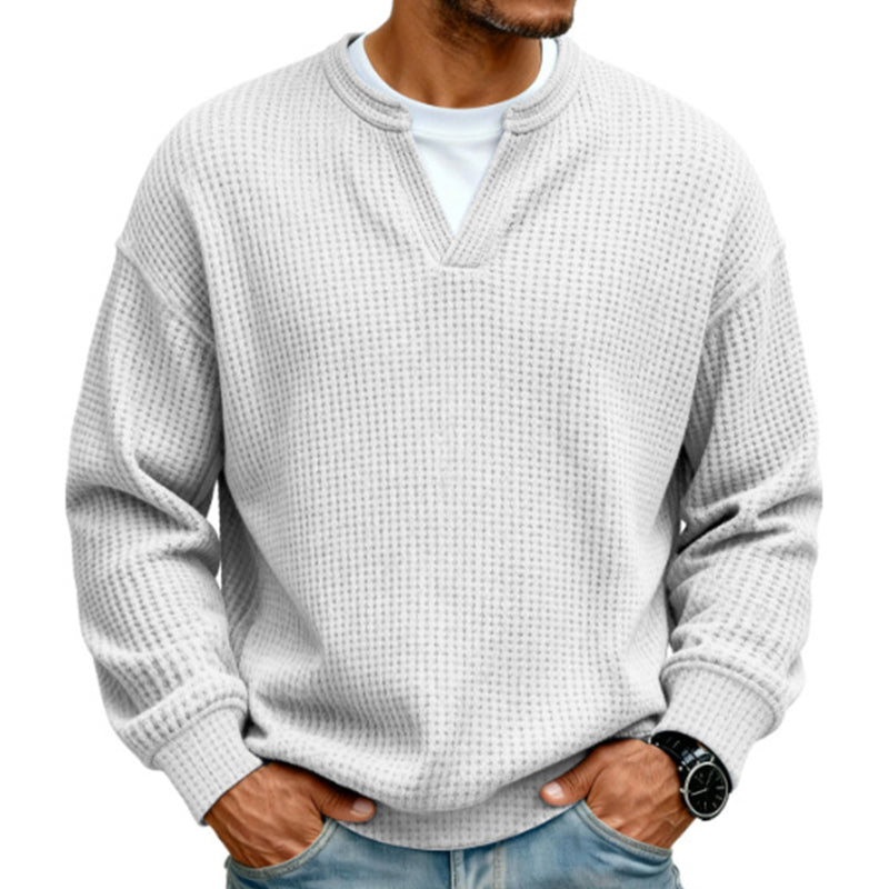 Men’s Waffle-Knit V-Notch Pullover