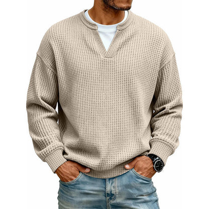 Men’s Waffle-Knit V-Notch Pullover
