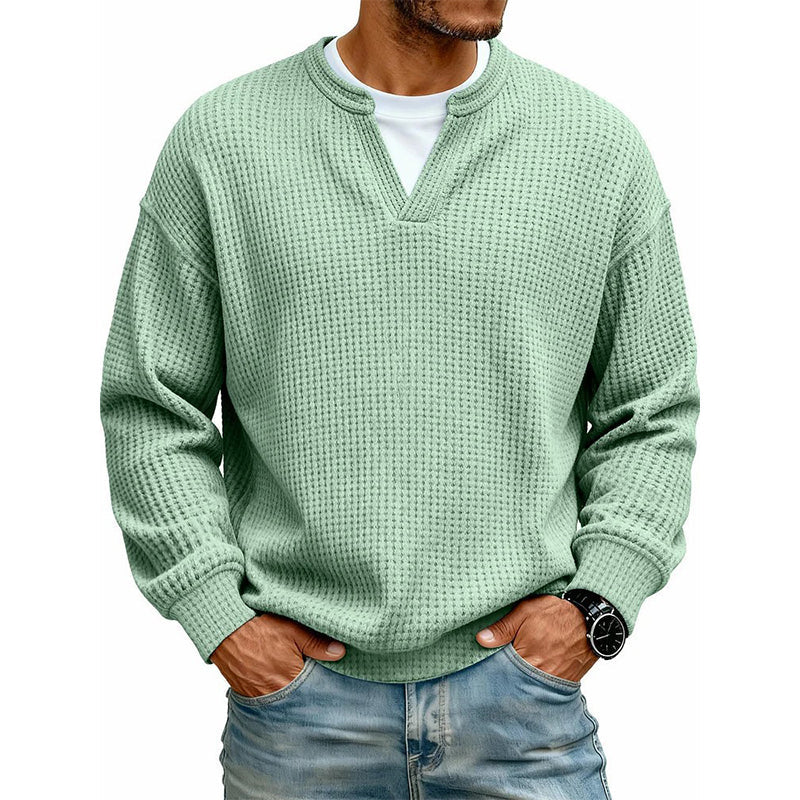 Men’s Waffle-Knit V-Notch Pullover