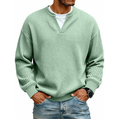 Men’s Waffle-Knit V-Notch Pullover