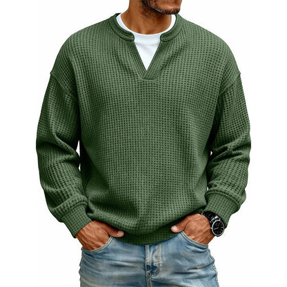 Men’s Waffle-Knit V-Notch Pullover