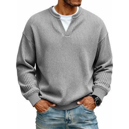 Men’s Waffle-Knit V-Notch Pullover