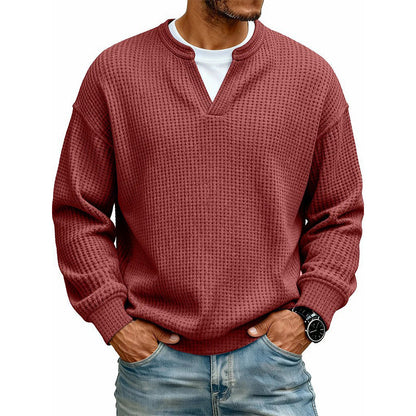 Men’s Waffle-Knit V-Notch Pullover