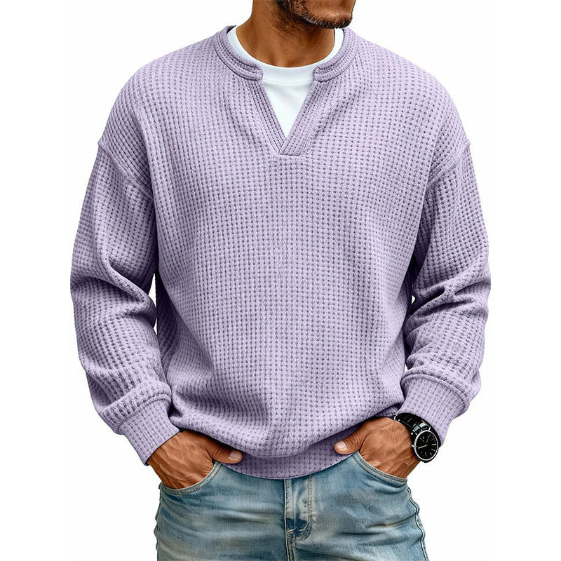 Men’s Waffle-Knit V-Notch Pullover