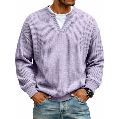 Men’s Waffle-Knit V-Notch Pullover