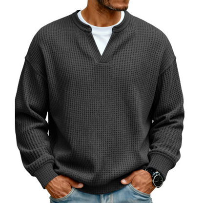 Men’s Waffle-Knit V-Notch Pullover
