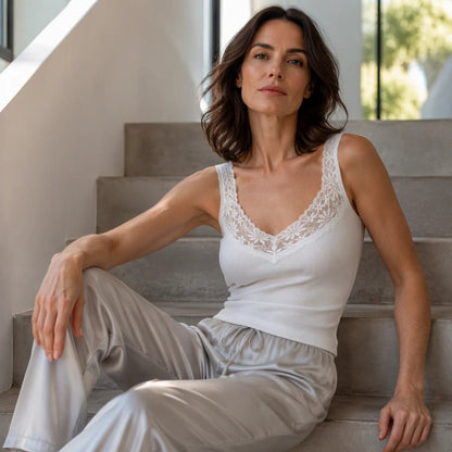 Women's Lace-Trim Fitted Tank Top