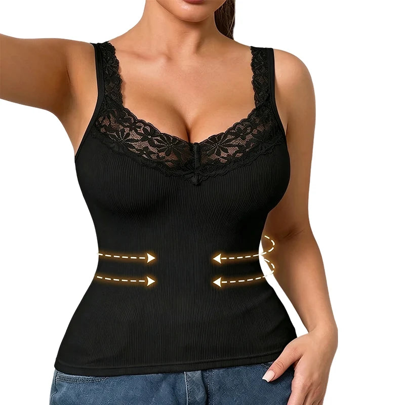Women's Lace-Trim Fitted Tank Top