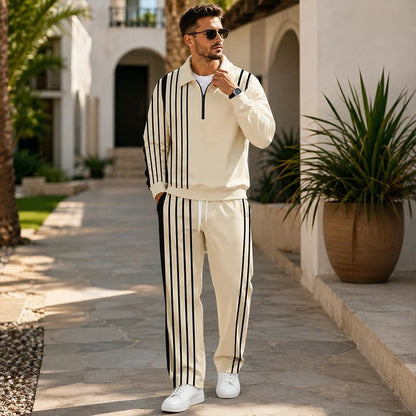 Men's Printed Half-Zip Tracksuit Set