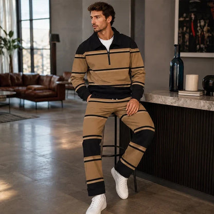 Men's Printed Half-Zip Tracksuit Set