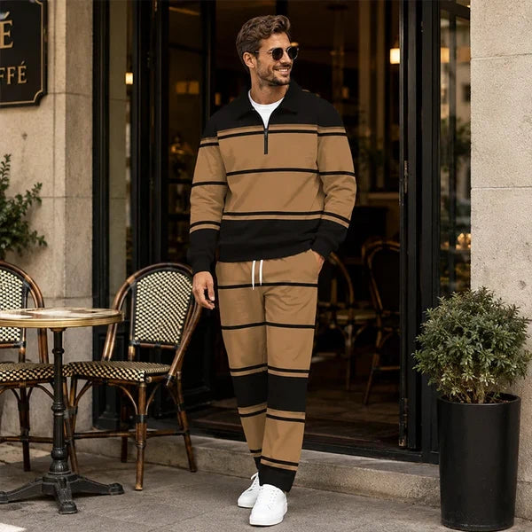 Men's Printed Half-Zip Tracksuit Set