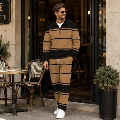 Men's Printed Half-Zip Tracksuit Set