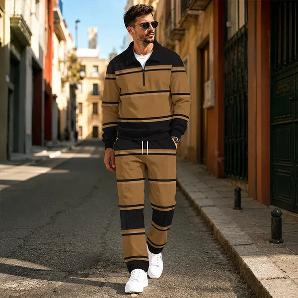 Men's Printed Half-Zip Tracksuit Set