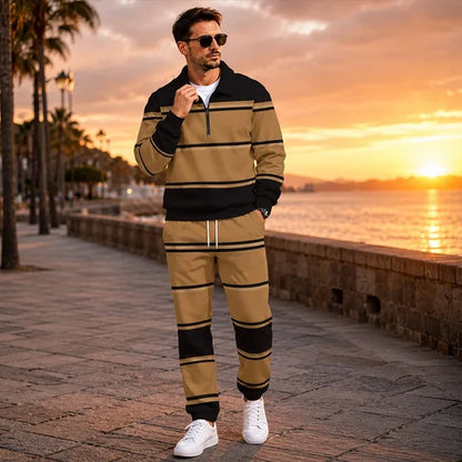 Men's Printed Half-Zip Tracksuit Set