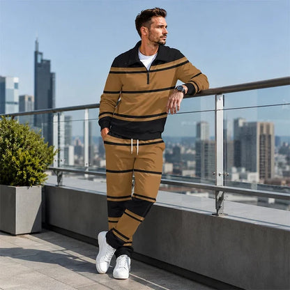 Men's Printed Half-Zip Tracksuit Set