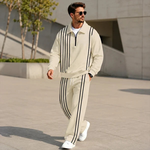 Men's Printed Half-Zip Tracksuit Set