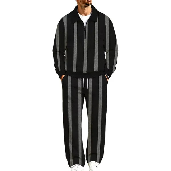 Men's Printed Half-Zip Tracksuit Set