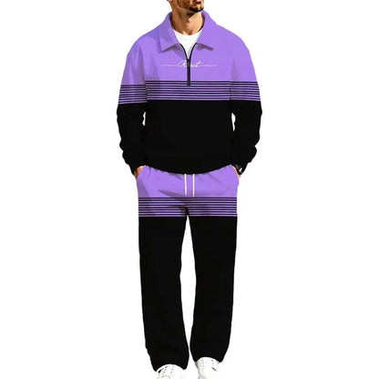 Men's Printed Half-Zip Tracksuit Set