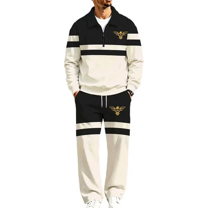 Men's Printed Half-Zip Tracksuit Set