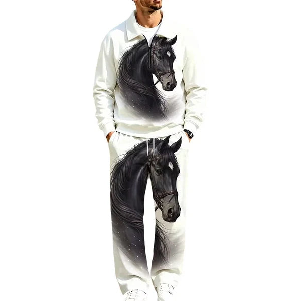 Men's Printed Half-Zip Tracksuit Set