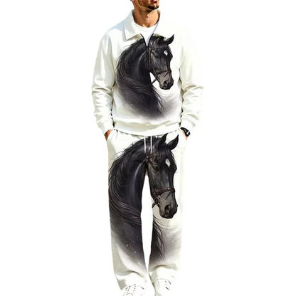 Men's Printed Half-Zip Tracksuit Set