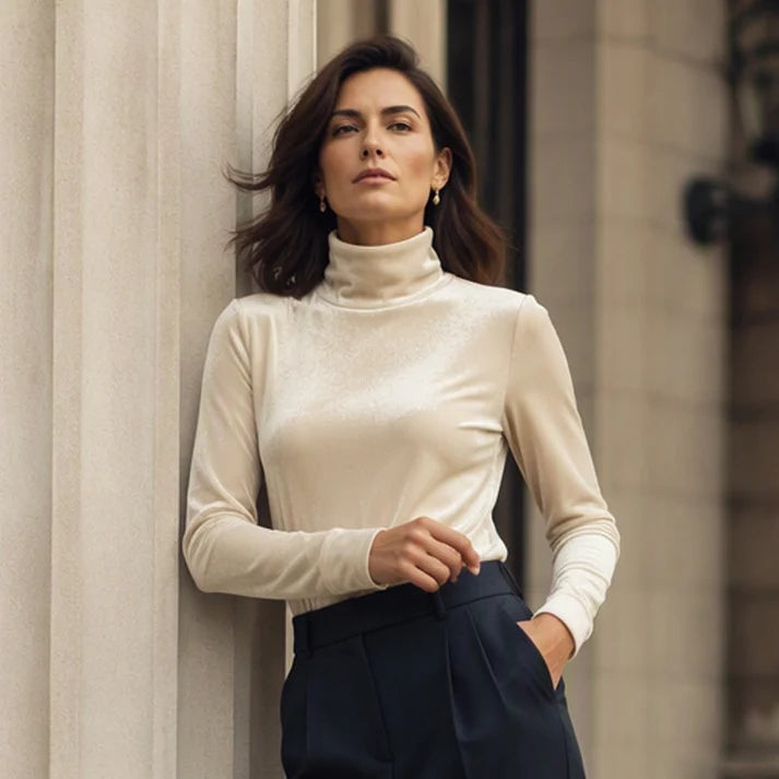 Women's Draped High-Neck Top