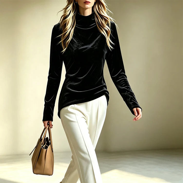 Women's Draped High-Neck Top