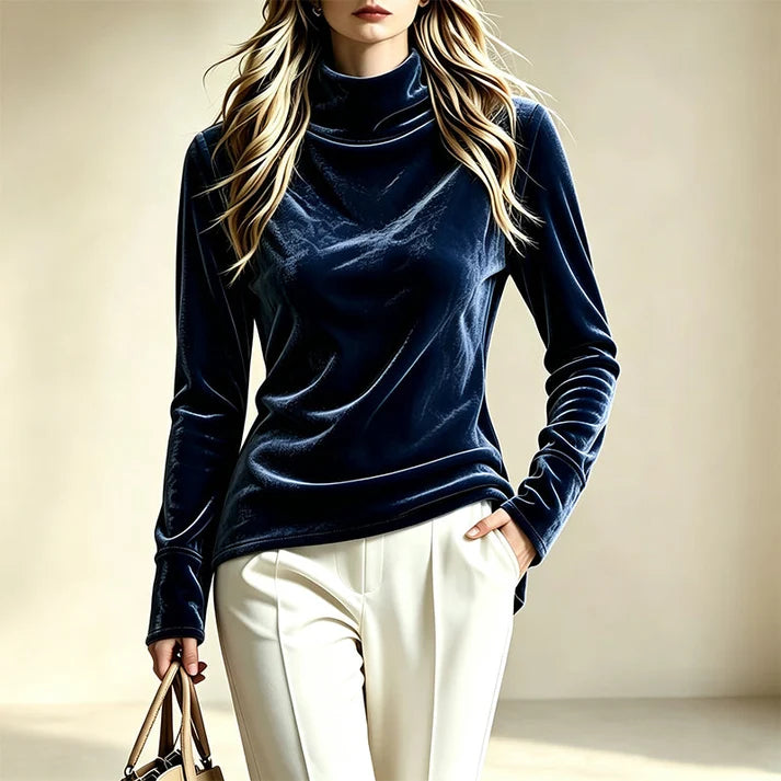 Women's Draped High-Neck Top