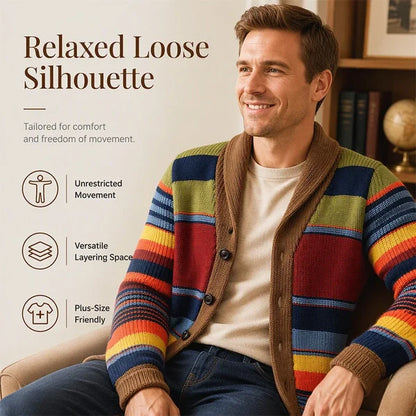 Men's Striped Shawl Collar Cardigan