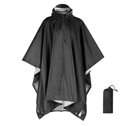 Unisex Hooded Zip-Front Poncho