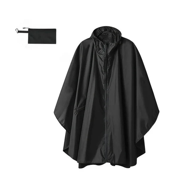 Unisex Hooded Zip-Front Poncho