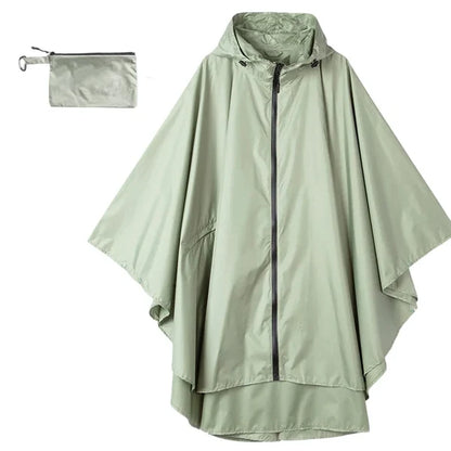 Unisex Hooded Zip-Front Poncho