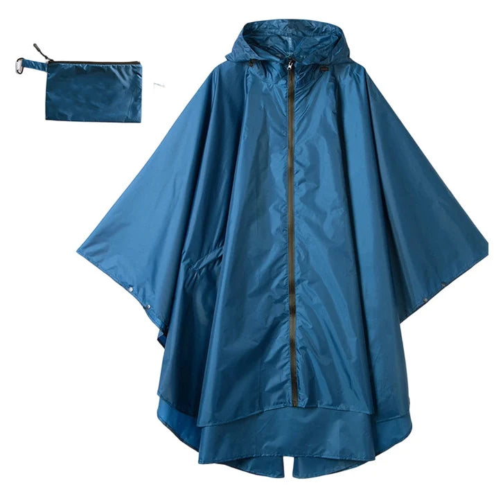 Unisex Hooded Zip-Front Poncho
