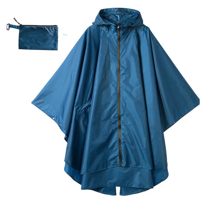 Unisex Hooded Zip-Front Poncho