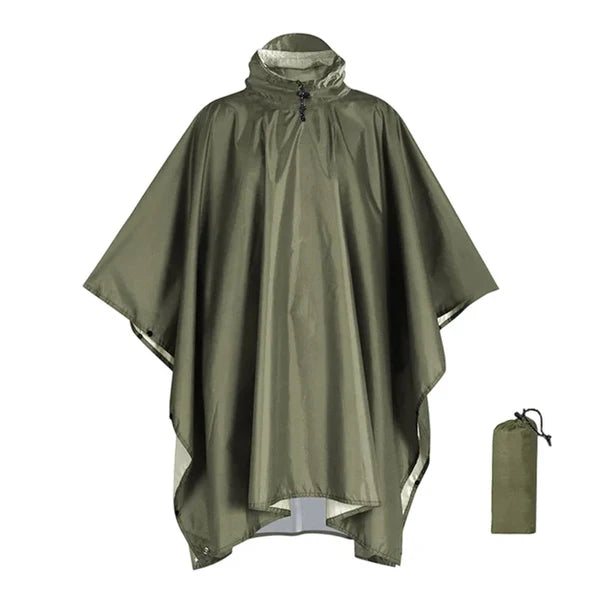 Unisex Hooded Zip-Front Poncho